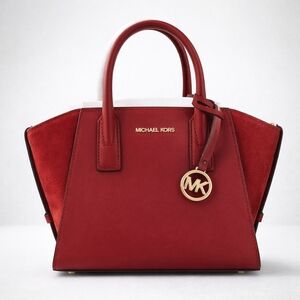 Michael Kors Avril XS Satchel Cherry Red Leather Suede Crossbody NWT $228